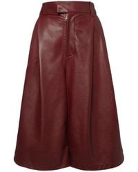 Bottega Veneta High Waist Leather Bermuda Shorts - Red