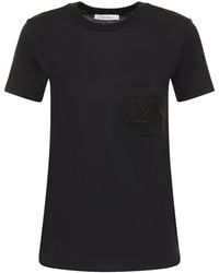Max Mara - T-shirt Aus Baumwolljersey Mit Gesticktem Logo - Lyst
