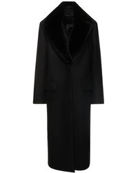 Totême - Wool Blend Long Coat W/Shearling Collar - Lyst