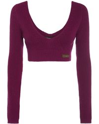 DSquared² - Ribbed Knit Long Sleeve Crop Top - Lyst