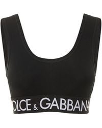 Dolce & Gabbana Stretch Jersey Bra Top W/ Logo Band - Black