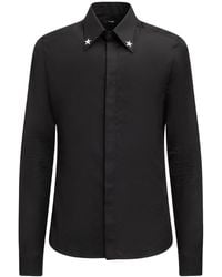 Balmain - Embroidered Star Collar Cotton Shirt - Lyst