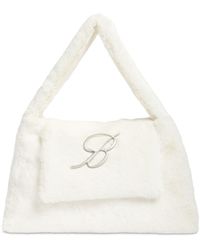 Blumarine - Large Logo Faux Fur Shoulder Bag - Lyst