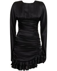 Alessandra Rich - Open Back Silk Satin Draped Mini Dress - Lyst