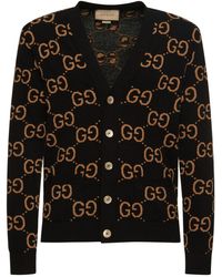 Gucci - GGウール ジャカード カーディガン, ブラック, ウェア - Lyst