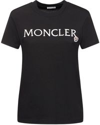 Moncler - T-shirt Aus Baumwolle Mit Logostickerei - Lyst