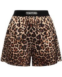 Tom Ford - Leopard Print Silk Satin Shorts - Lyst