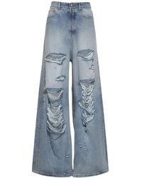 Vetements - Destroyed baggy Cotton Denim Jeans - Lyst