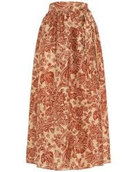 Loro Piana - Leah Printed Silk Flared Midi Skirt - Lyst