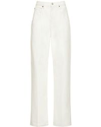Victoria Beckham Jeans De Denim De Algodón Con Cintura Alta - Blanco