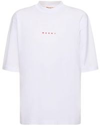 Marni - Logo Cotton Jersey Crewneck T-Shirt - Lyst