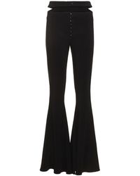 Mugler - Viscose Crepe Flared Pants W/ Hooks - Lyst