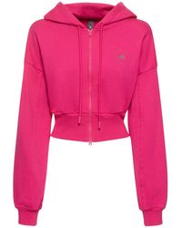 adidas By Stella McCartney - Felpa cropped / zip e cappuccio - Lyst