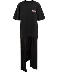 Balenciaga - Pleated Nylon T-Shirt Dress - Lyst