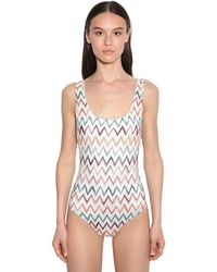 Missoni Mare Badeanzug Aus Metallic-häkelstrick Mit Picot-besatz - Weiß