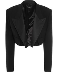 Dolce & Gabbana - Wool Blend Cropped Tuxedo Jacket - Lyst