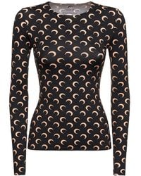 Marine Serre - Brand-print Fitted Stretch-jersey Top - Lyst