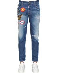 DSquared² 16cm Skater Cotton Denim Jeans W/patches - Blue
