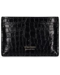 Tom Ford - T Line Croc Embossed Leather Card Holder - Lyst