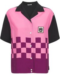 Miu Miu Bowlinghemd Aus Viskose Mit Druck - Pink