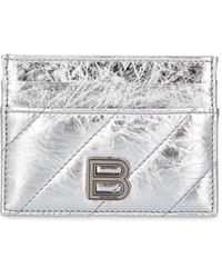 Balenciaga - Crush Metallic Leather Card Holder - Lyst
