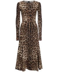 Dolce & Gabbana - Vestido midi de jersey con print - Lyst