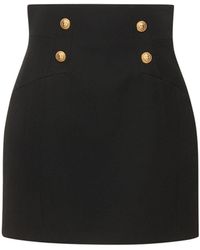 Balmain - Wool Grain De Poudre Mini Skirt - Lyst