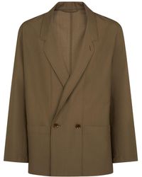 Lemaire - Double Breast Wool Blend Jacket - Lyst