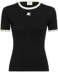 Courreges - T-shirt en coton à logo contrastant - Lyst