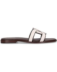 Tod's - レザーフラットスライドサンダル - Lyst