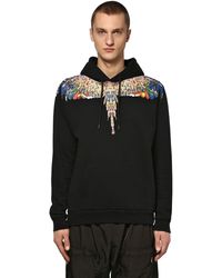 Marcelo Burlon Felpa In Cotone Con Cappuccio - Nero