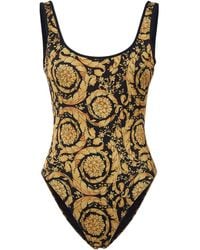 Versace - Black And Gold Swimsuit - Lyst