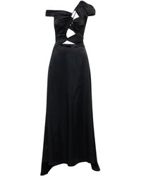 Sid Neigum Stretch Satin Cutout Long Dress - Black