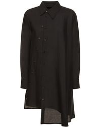 Yohji Yamamoto - Camicia asimmetrica in gabardina - Lyst