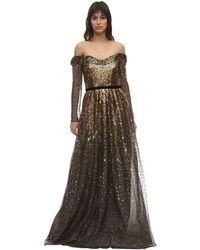 Marchesa notte Vestito Dégradé Con Paillettes - Metallizzato