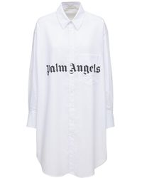 Palm Angels - Logo Cotton Blend Poplin Shirt Dress - Lyst