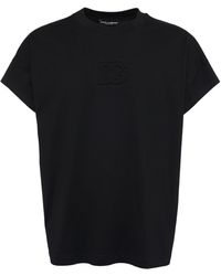 Dolce & Gabbana - T-shirt Aus Baumwolljersey Mit Logoprägung - Lyst
