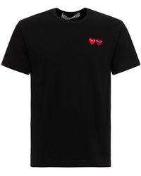 COMME DES GARÇONS PLAY - T-shirt in jersey di cotone con patch - Lyst