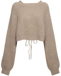 Yohji Yamamoto - Wool Blend Rib Knit Cropped Sweater - Lyst