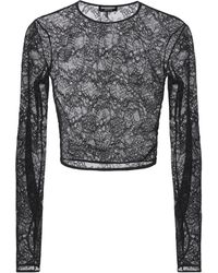 DSquared² - Long Sleeved Lace Crop Top - Lyst