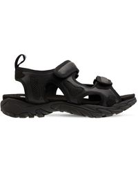 McQ Striae Strap Leather & Tech Sandals - Black
