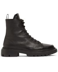 Bally Vatiz Embossed Leather Combat Boots - Black