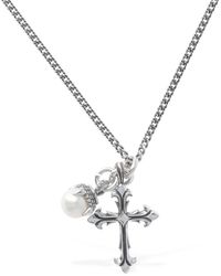 Emanuele Bicocchi - Pearl & Cross Charm Necklace - Lyst