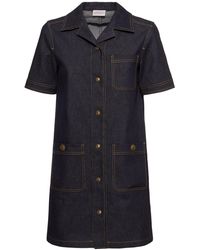 【関税込み】Moncler ブルー デニム ミニ シャツワンピース Moncler ブルー デニム ミニ シャツワンピース ブラック | Lyst