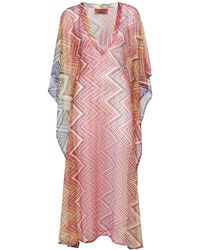 Missoni - Chevron Printed Long V-Neck Kaftan Dress - Lyst