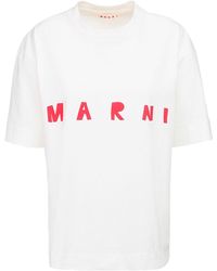 Marni T-shirt Aus Baumwolljersey Mit Logodruck - Weiß