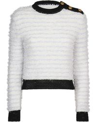 Balmain - Cropped Tweed Sweater - Lyst