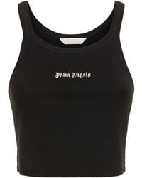 Palm Angels - Tank top in cotone con logo - Lyst