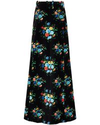 Rabanne - Floral Print Velvet Long Skirt - Lyst