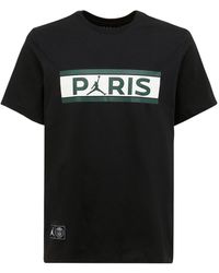 Nike T-shirt Aus Baumwolle Mit Druck "jordan Psg" - Schwarz